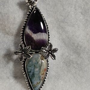 Elegant Silver 925 Amethyst and Ocean Jasper Pendant